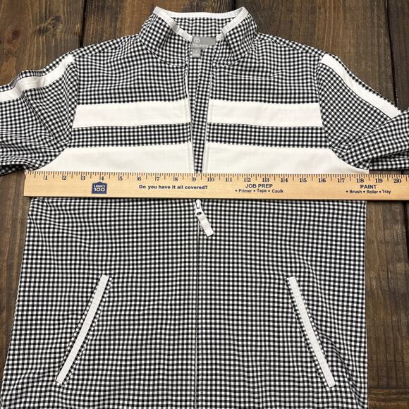 Talbots Jacket Zips Black & White Checkered White Stripe Trim Petite (small) - Picture 8 of 8